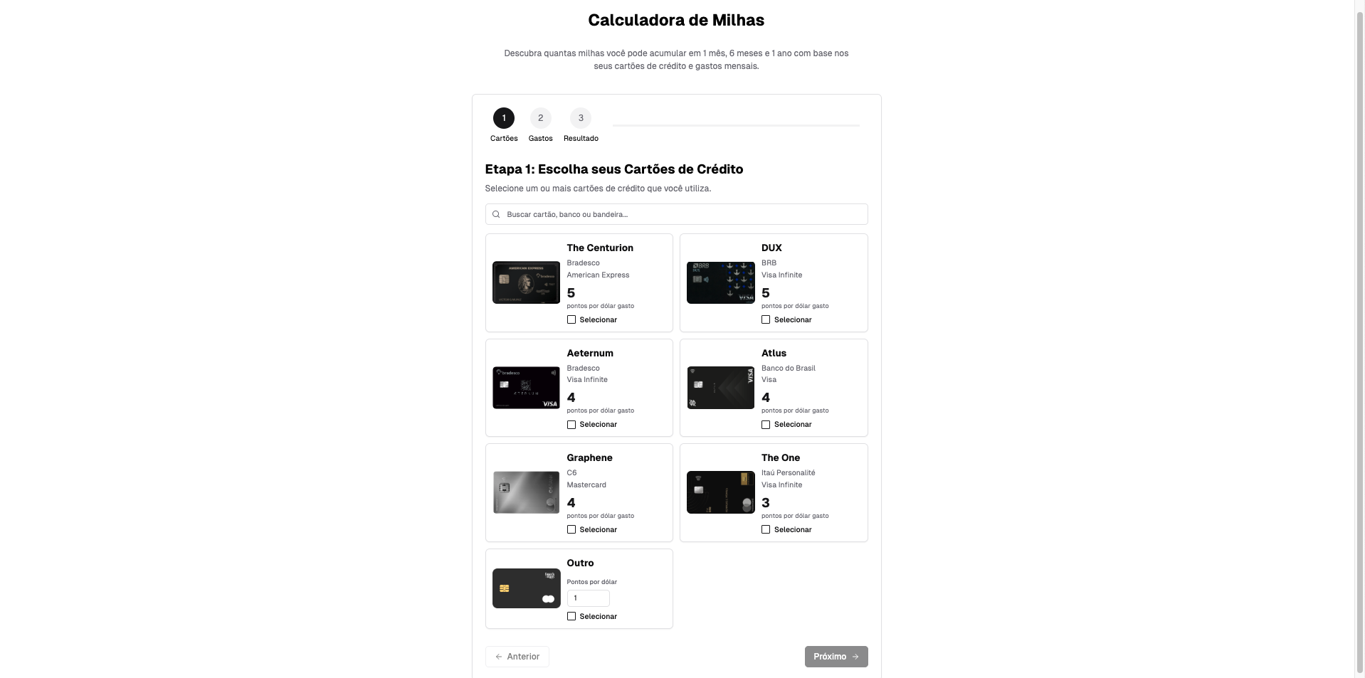Calculadora de Milhas